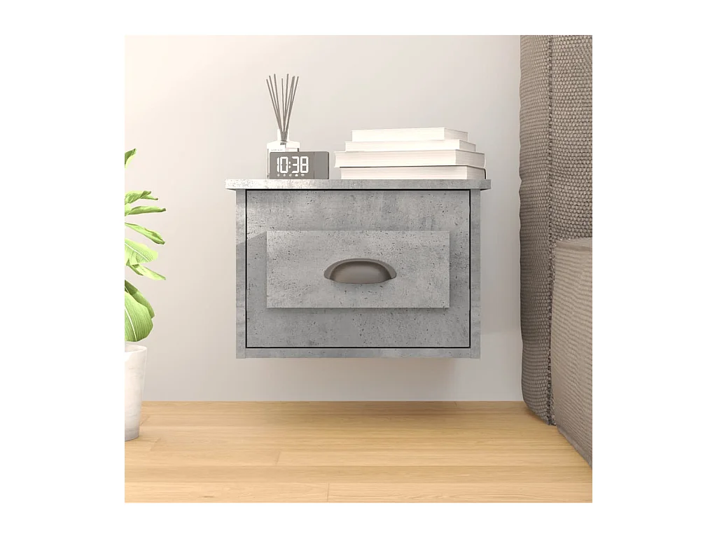 Table de chevet murale gris béton 50x36x40 cm KEFWE68999