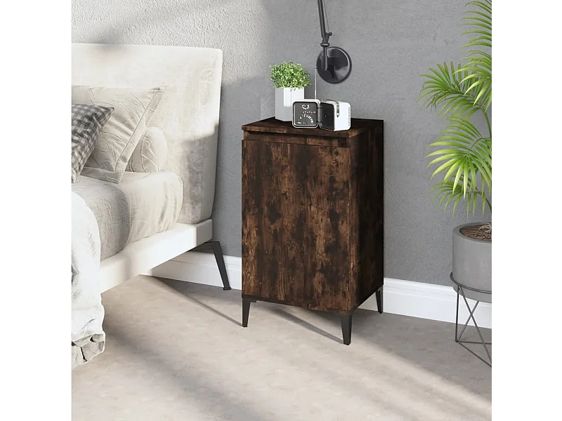 Mesita de noche madera contrachapada roble ahumado 40x35x70 cm ES72781