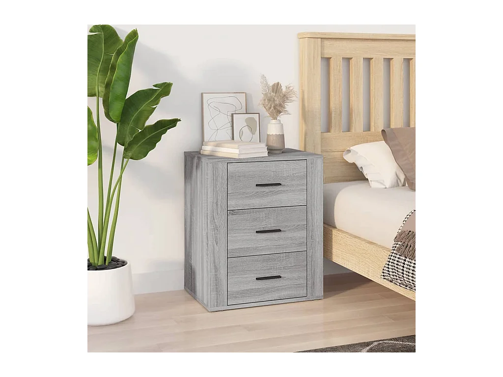 Nachtkastje 50x36x60 cm bewerkt hout grijs sonoma eikenkleurig NL89798
