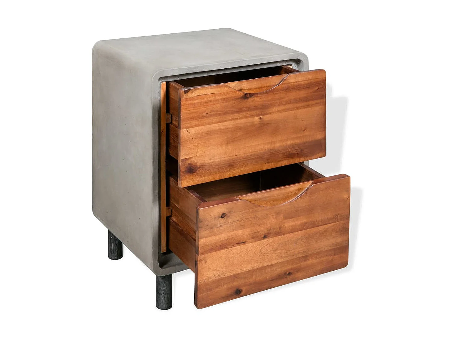 Mesita de noche de hormigón y madera maciza acacia 40x30x50 cm ES78244