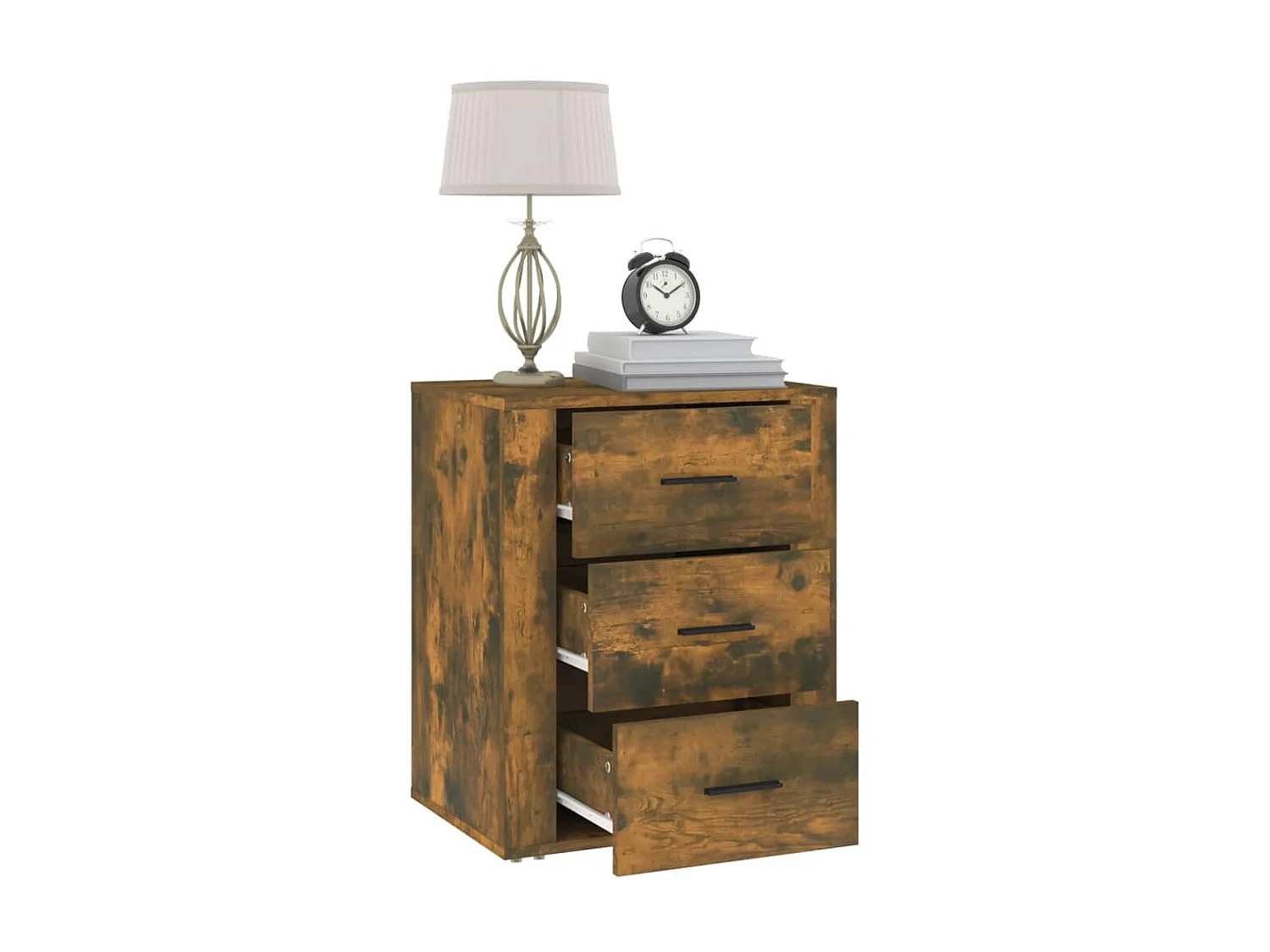 Nachtkastje 50x36x60 cm bewerkt hout gerookt eikenkleurig NL37255