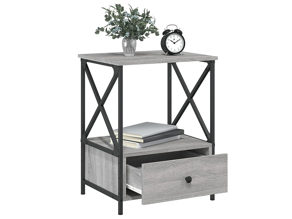 Table de chevet sonoma gris 50x41x65 cm bois d'ingénierie QPD44555