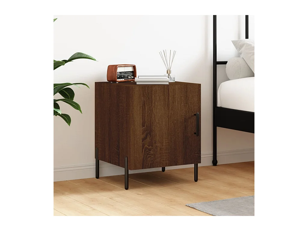 Table de chevet chêne marron 40x40x50 cm bois d'ingénierie QPD66581