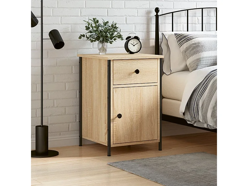 Nachtkastje 40x42x60 cm bewerkt hout sonoma eikenkleurig NL45175