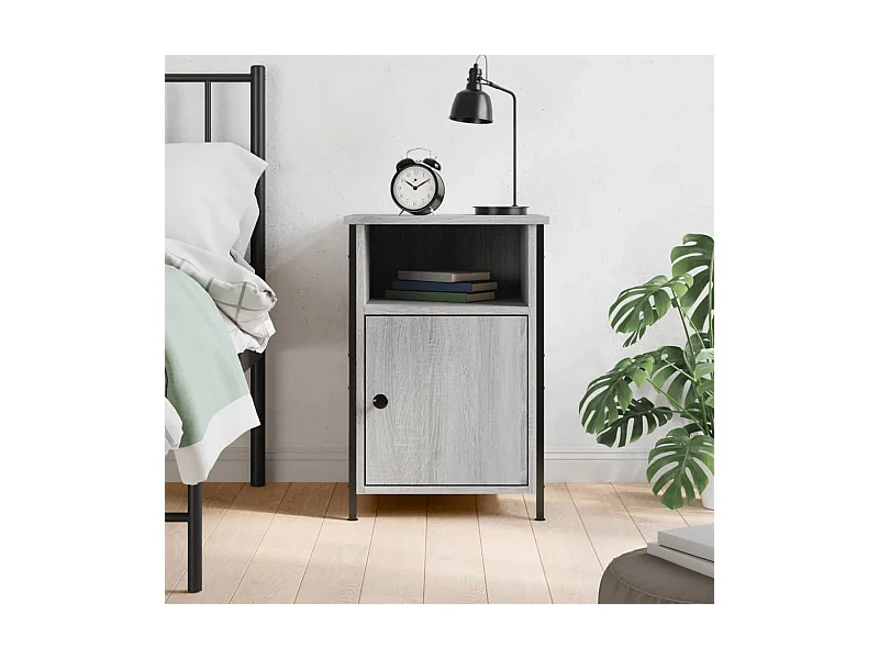 Nachtkastje 40x42x60 cm bewerkt hout grijs sonoma eikenkleurig NL53870