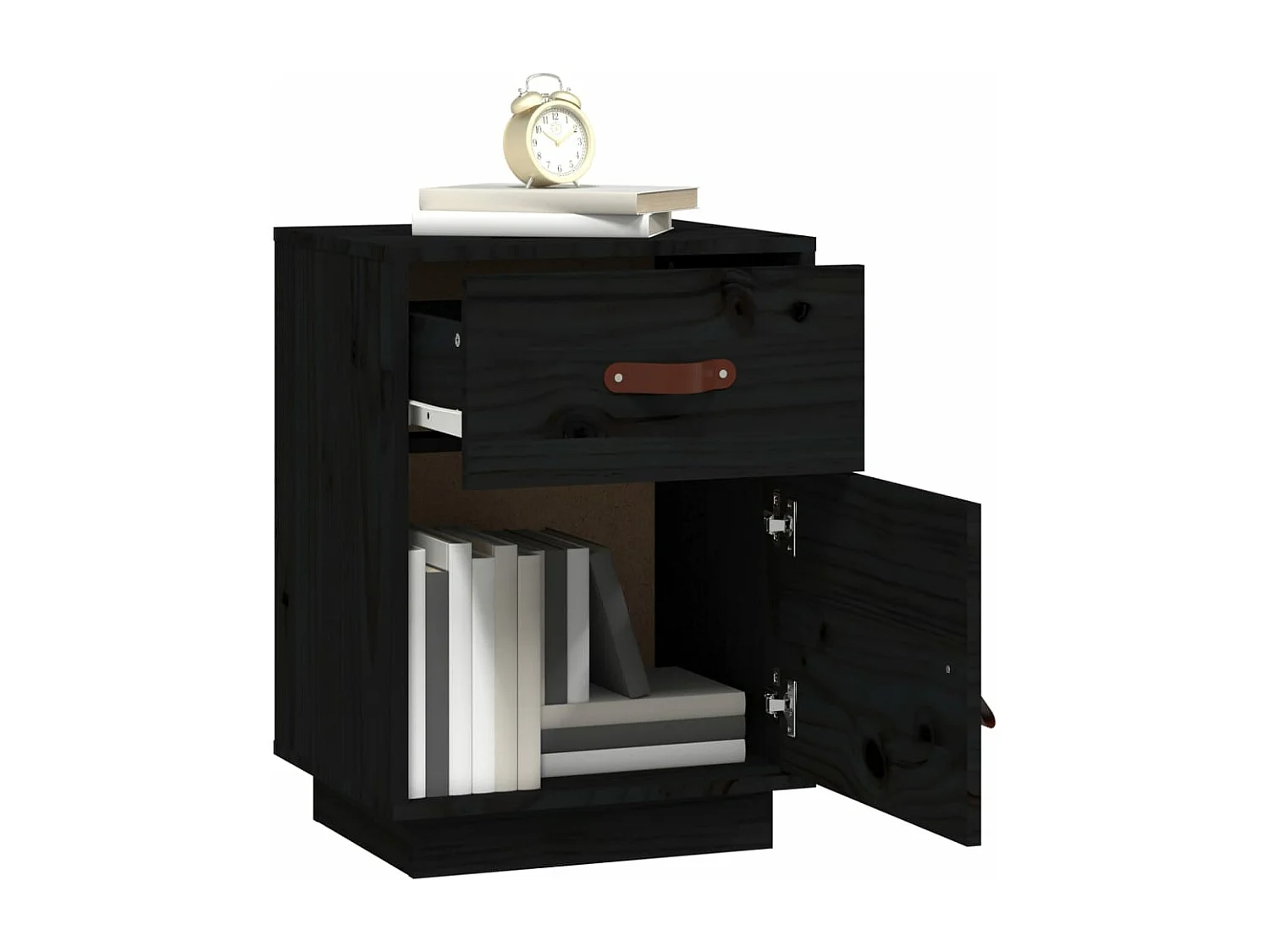 Table de chevet Noir 40x34x55 cm Bois de pin solide KEFWE67182