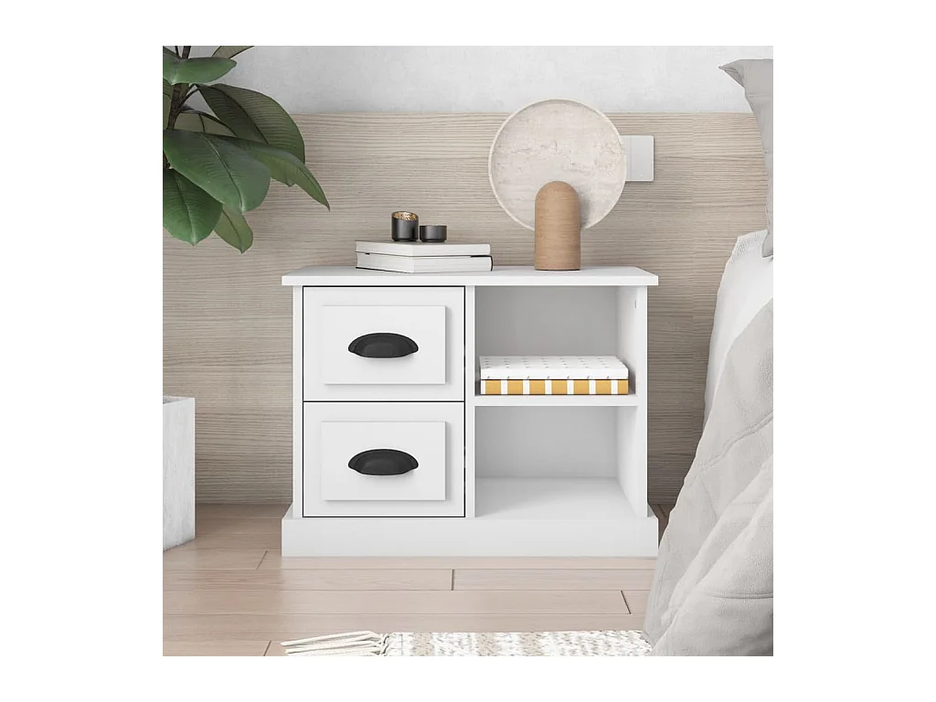 Table de chevet blanc 60x35,5x45 cm KEFWE74128