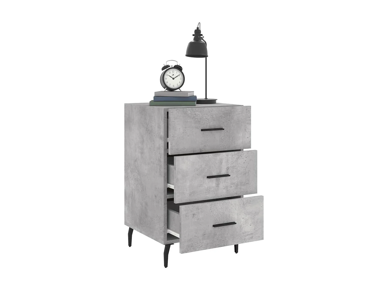 Nachtkastje 40x40x66 cm bewerkt hout betongrijs NL72021