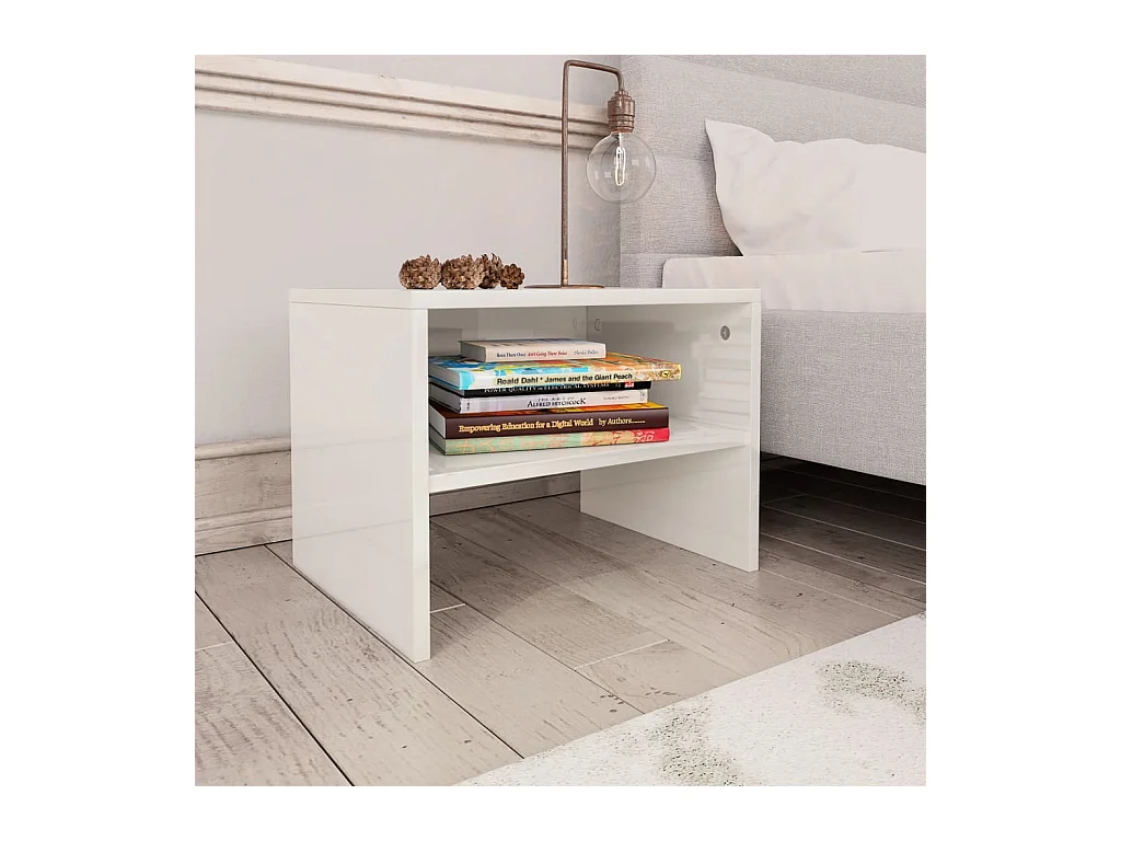 Table de chevet Blanc brillant 40 x 30 x 30 cm Aggloméré KEFWE90462