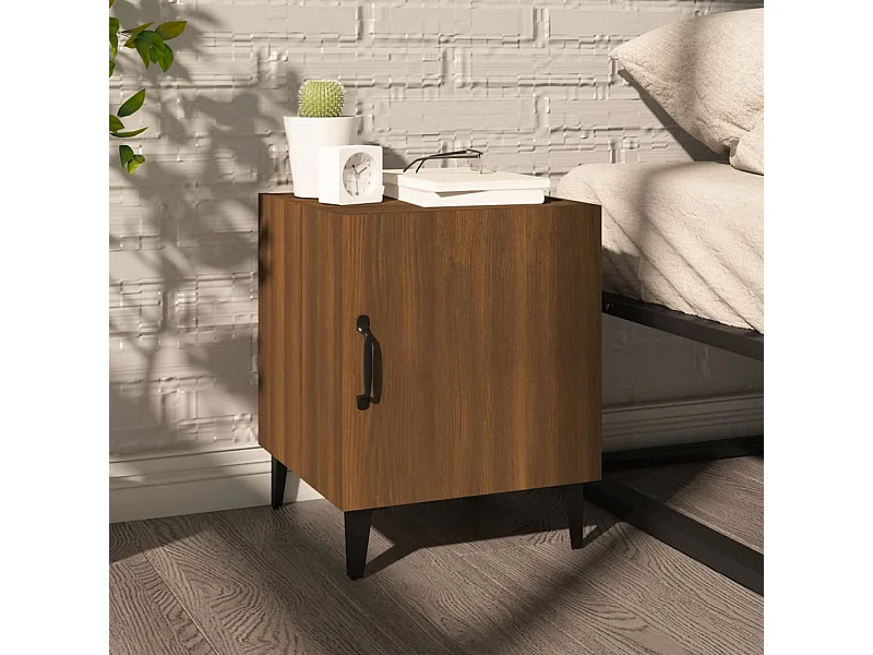 Mesita de noche madera contrachapada color roble marrón ES13210