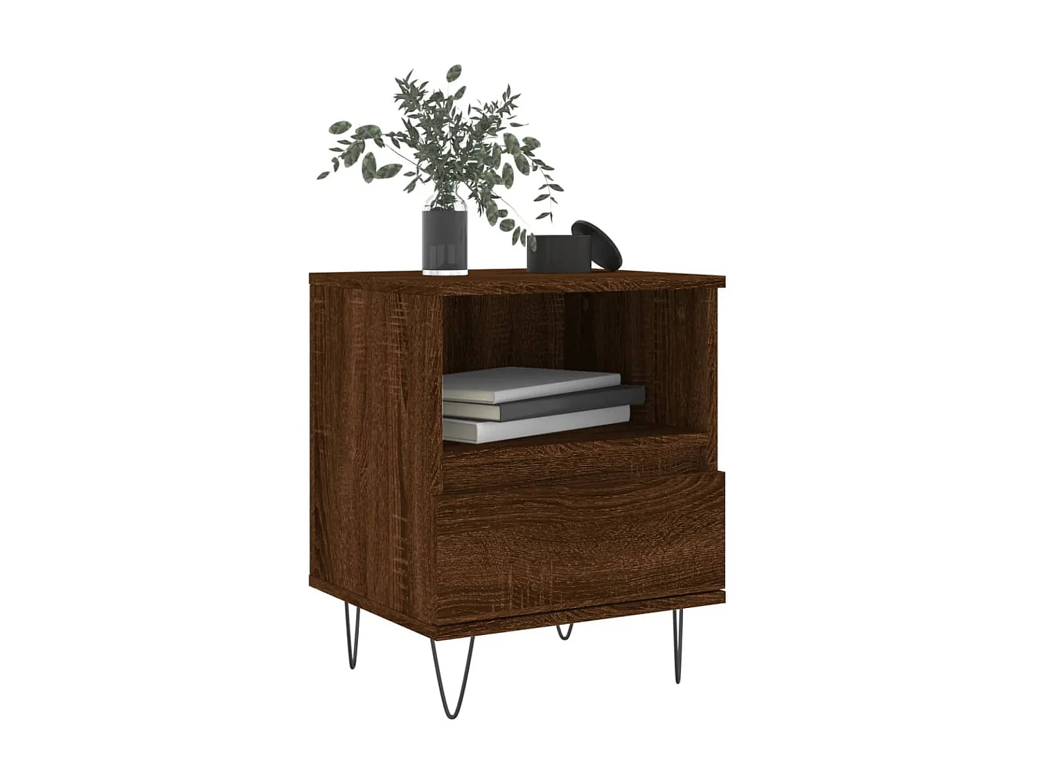 Mesita de noche madera de ingeniería marrón roble 40x35x50 cm ES61771