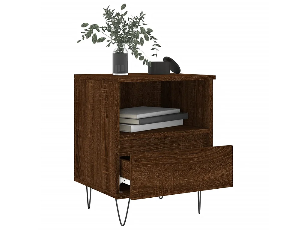 Mesita de noche madera de ingeniería marrón roble 40x35x50 cm ES61771