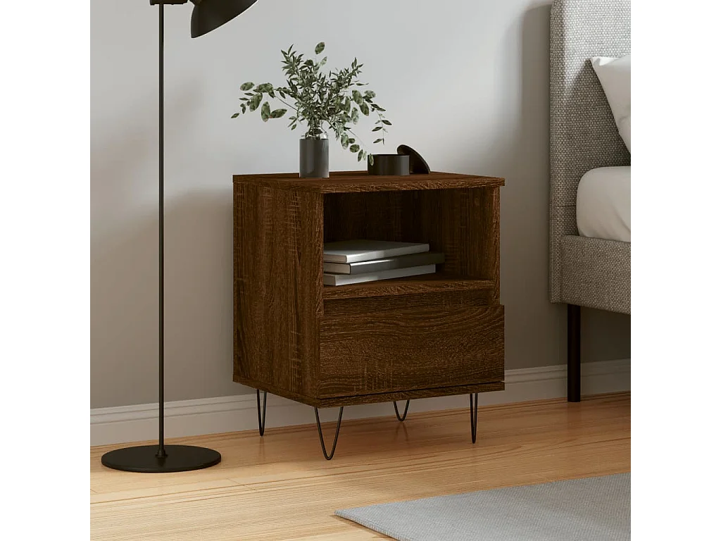 Table de chevet chêne marron 40x35x50 cm bois d'ingénierie QPD51964