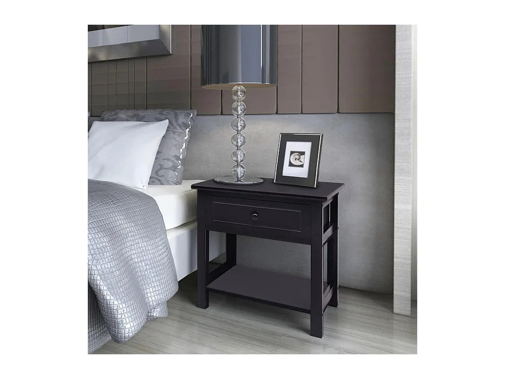 Lot de 2 Tables de chevet Bois Noir KEFWE73323