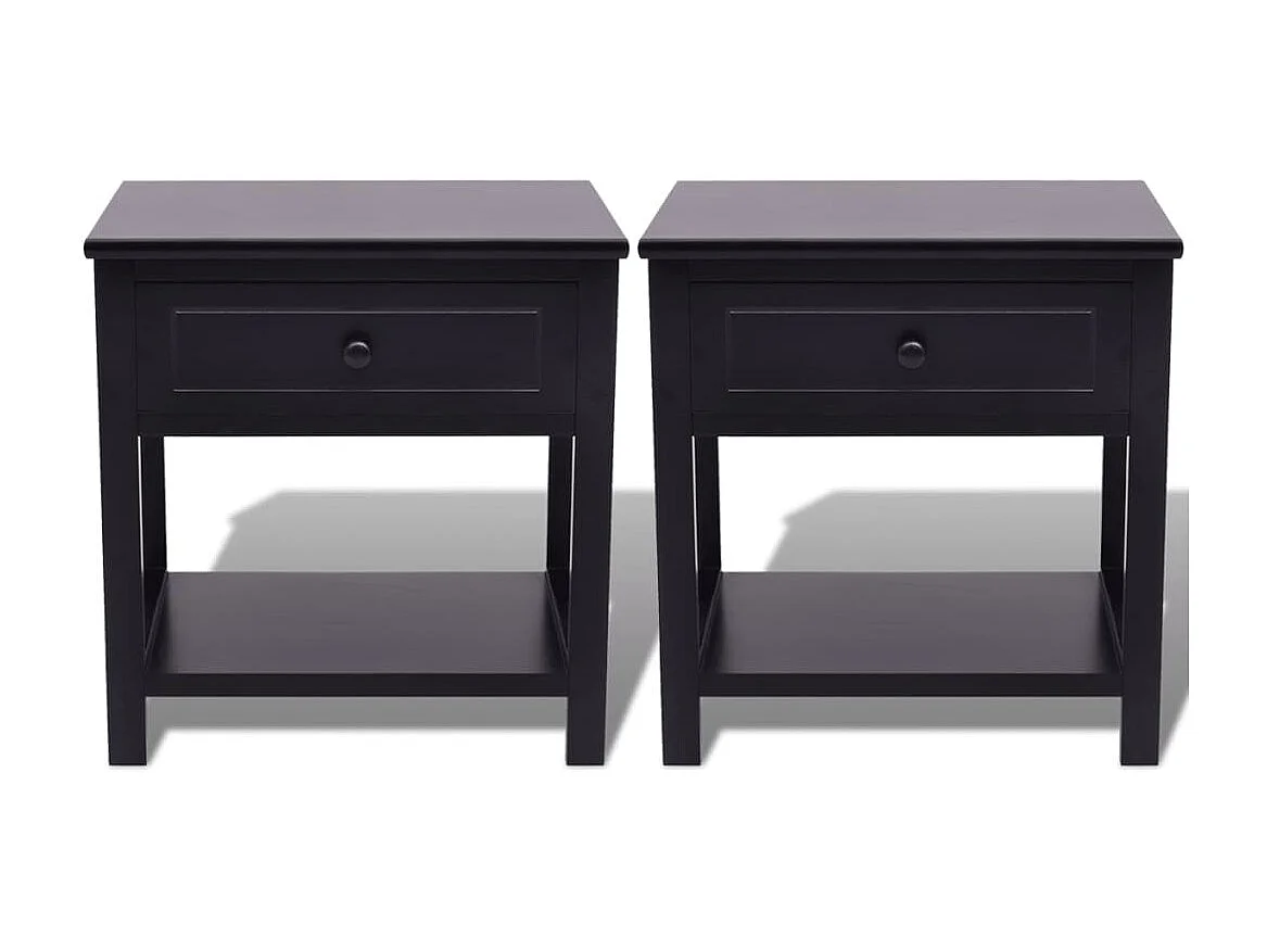 Nachtkastjes 2 st hout zwart NL84311