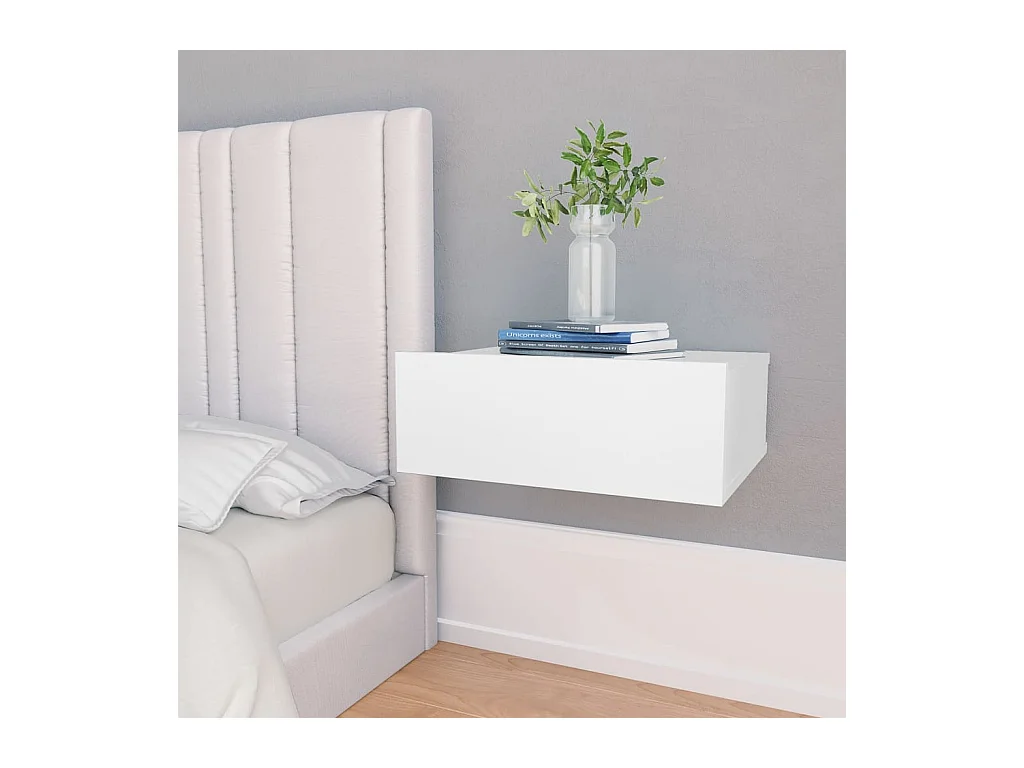 Table de chevet flottante Blanc 40x30x15 cm Bois d'ingénierie KEFWE67748