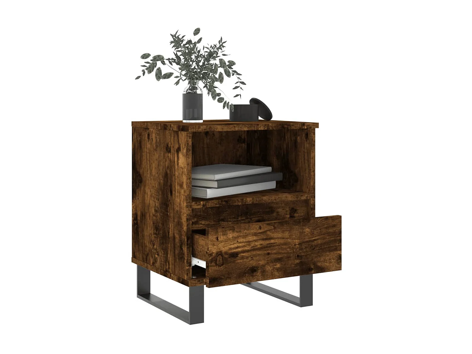 Table de chevet chêne fumé 40x35x50 cm bois d'ingénierie QPD55367