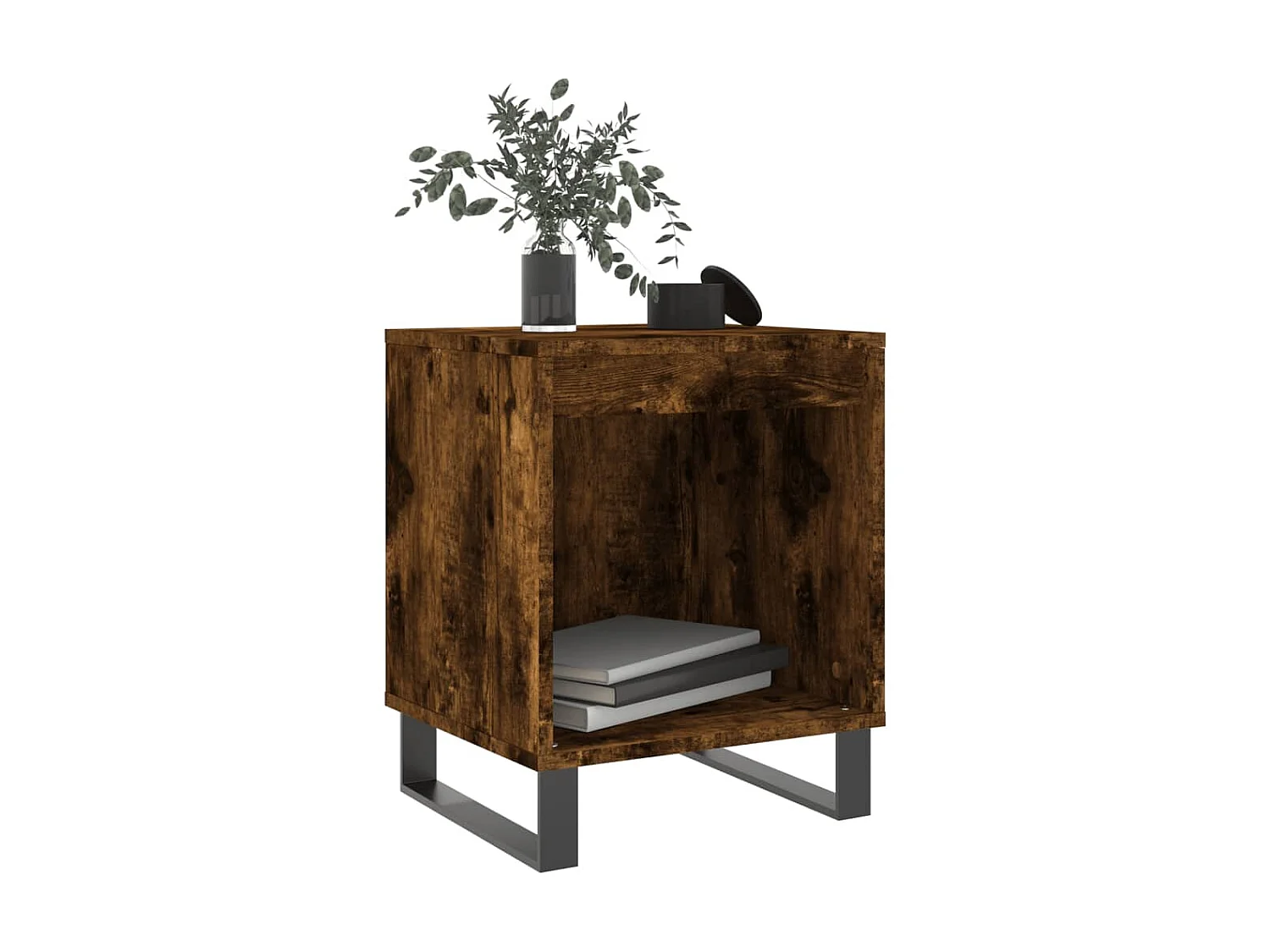 Table de chevet chêne fumé 40x35x50 cm bois d'ingénierie QPD17141