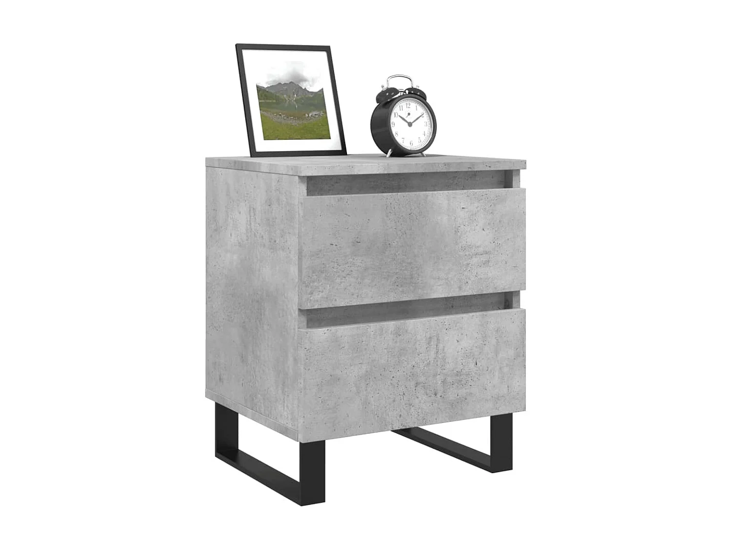 Mesita de noche madera de ingeniería gris hormigón 40x35x50 cm ES42481