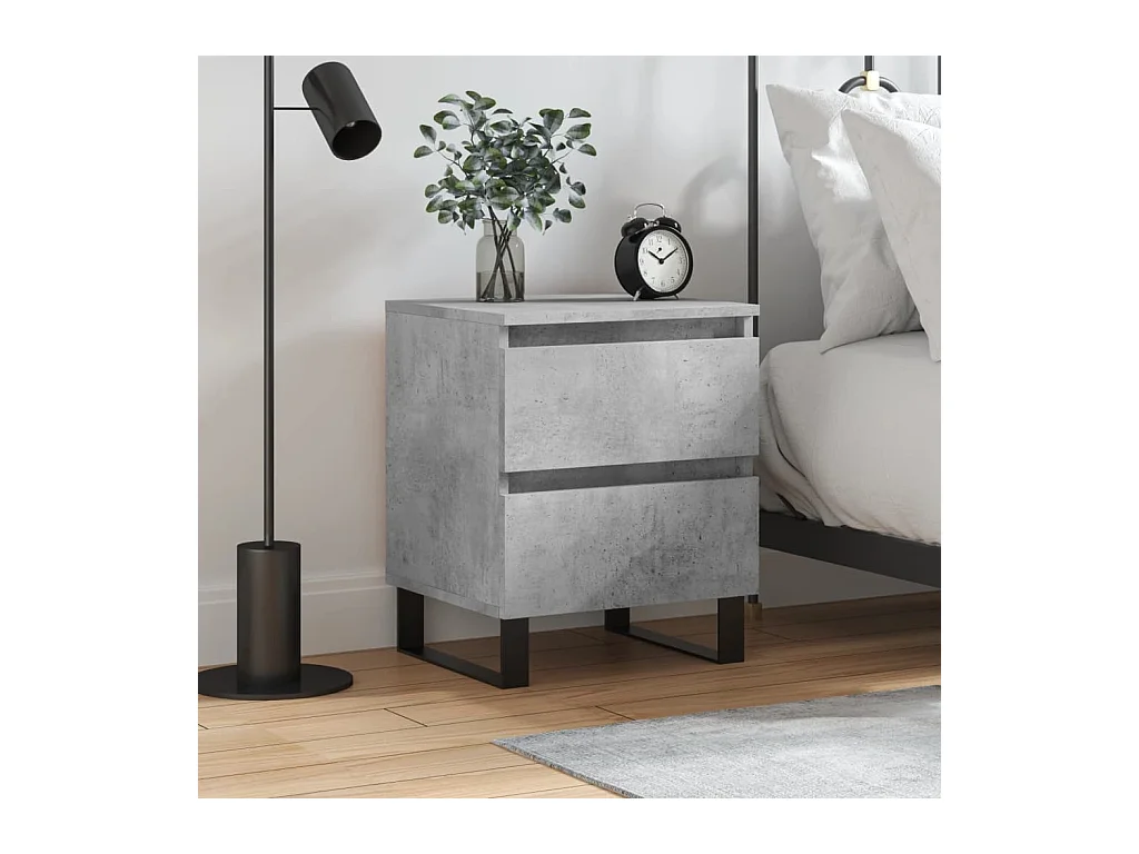 Table de chevet gris béton 40x35x50 cm bois d'ingénierie QPD16034