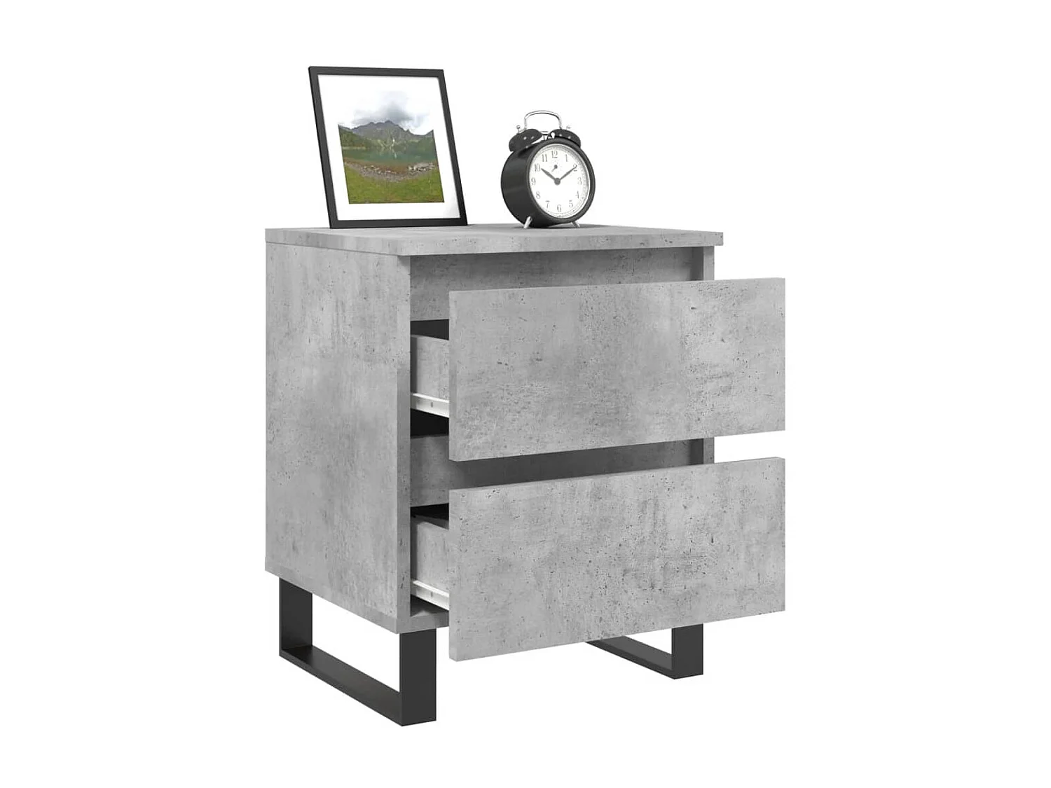 Comodino | Tavolino da notte | Tavolino da letto Grigio Cemento 40x35x50 cm in Legno Multistrato