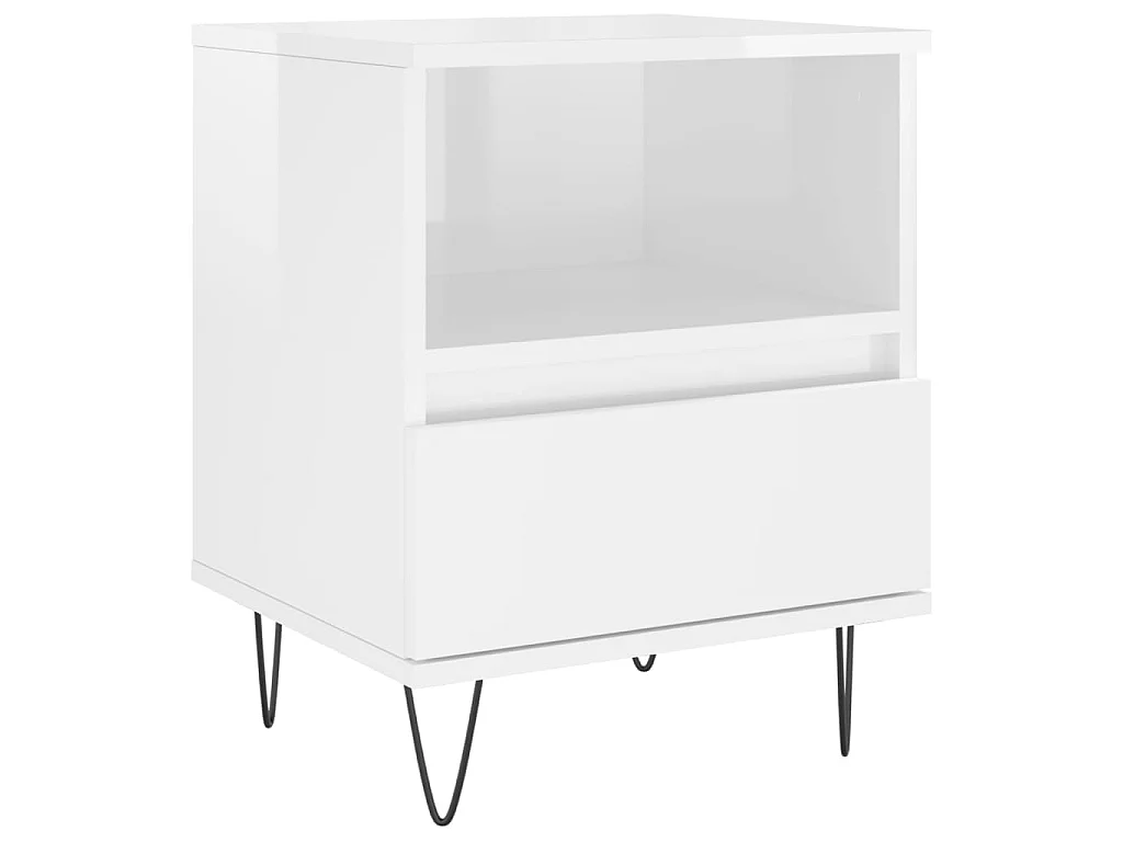 Mesa de cabeceira 40x35x50cm derivados madeira branco brilhante PT48358