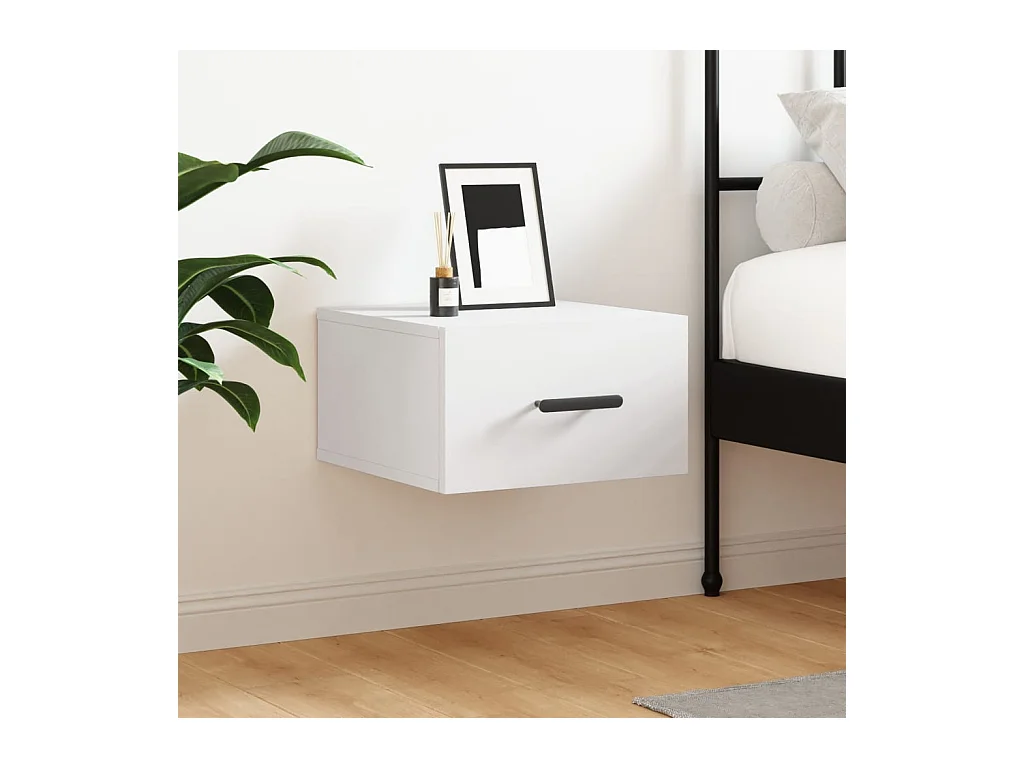 Table de chevet murale blanc 35x35x20 cm QPD13809