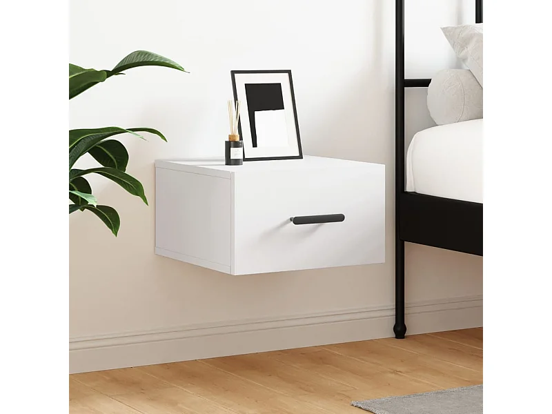 Table de chevet murale blanc 35x35x20 cm QPD13809