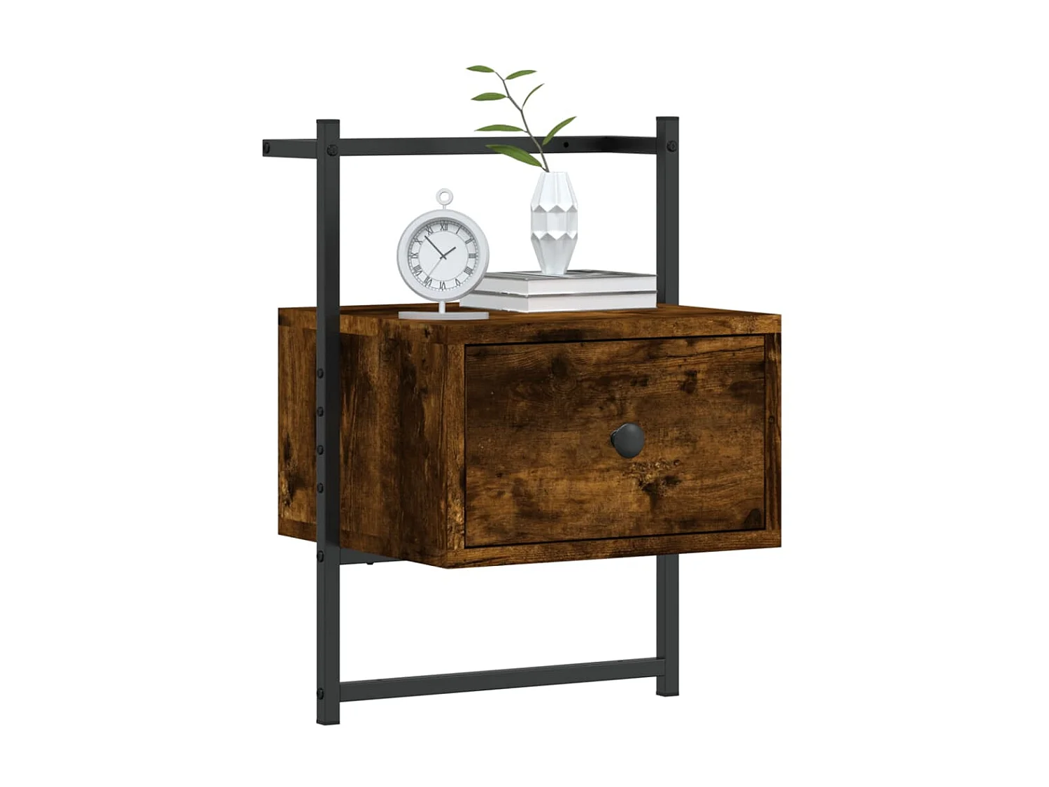 Table de chevet murale chêne fumé 35x30x51 cm cm QPD85374