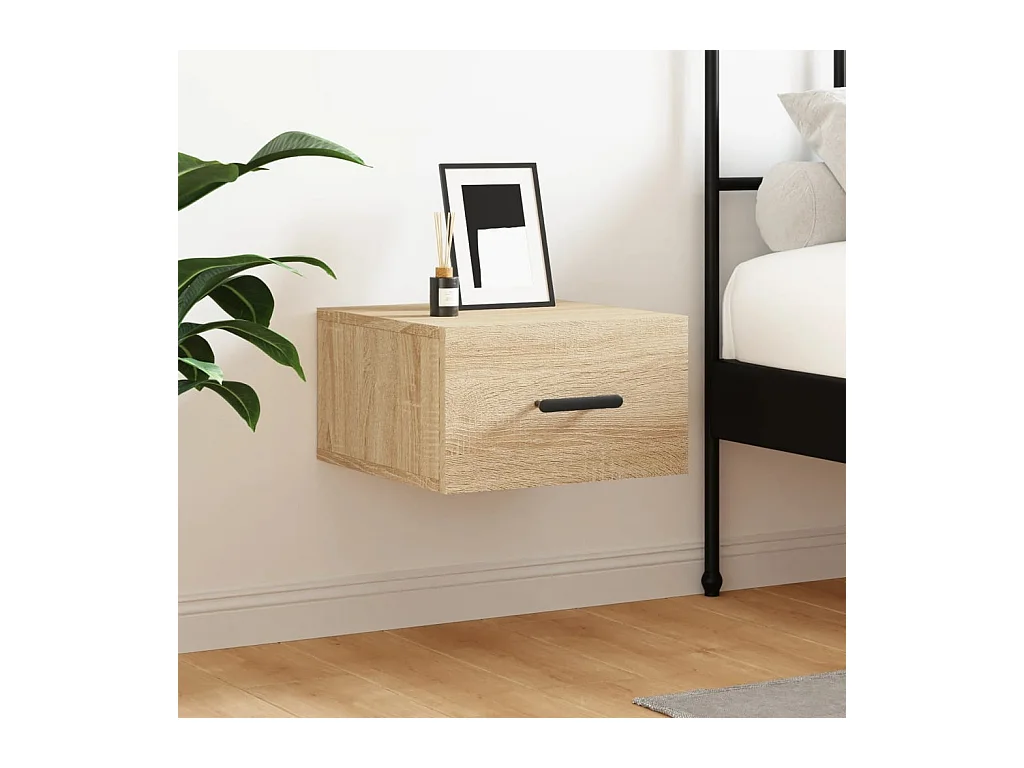 Table de chevet murale chêne sonoma 35x35x20 cm QPD18336