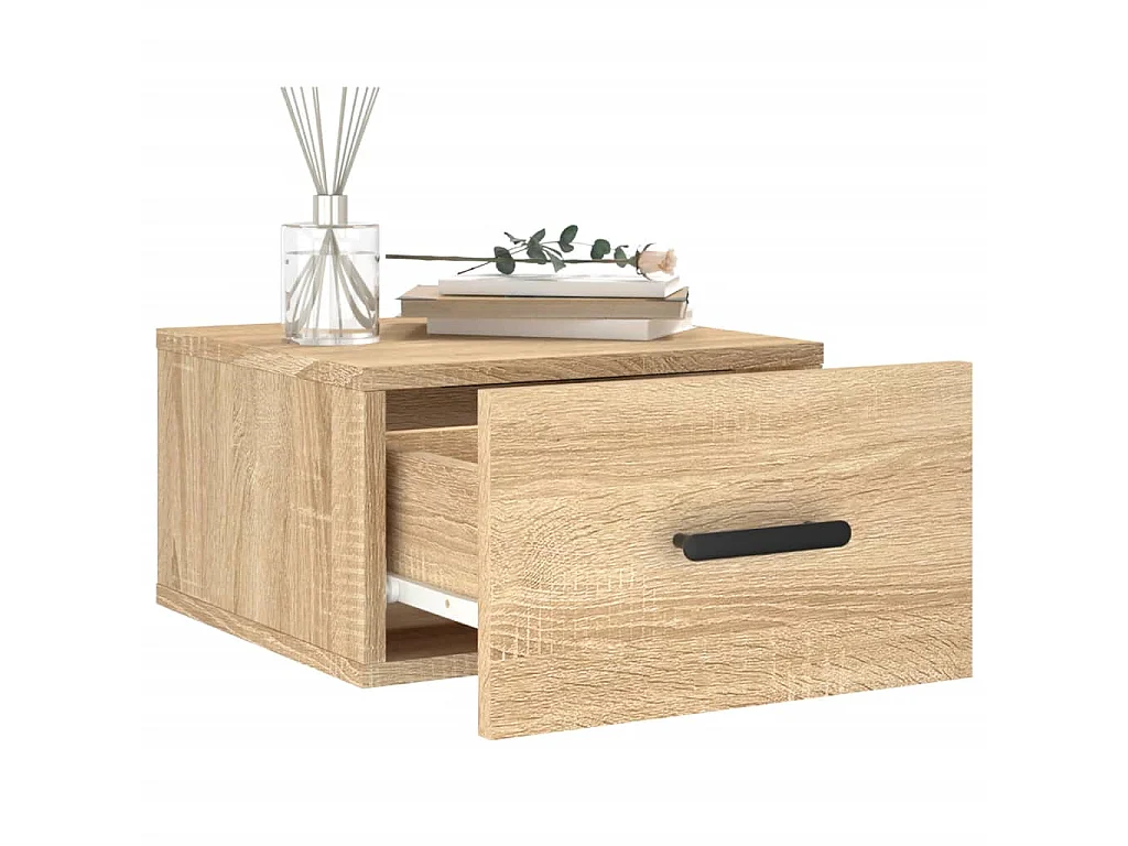 Table de chevet murale chêne sonoma 35x35x20 cm QPD18336