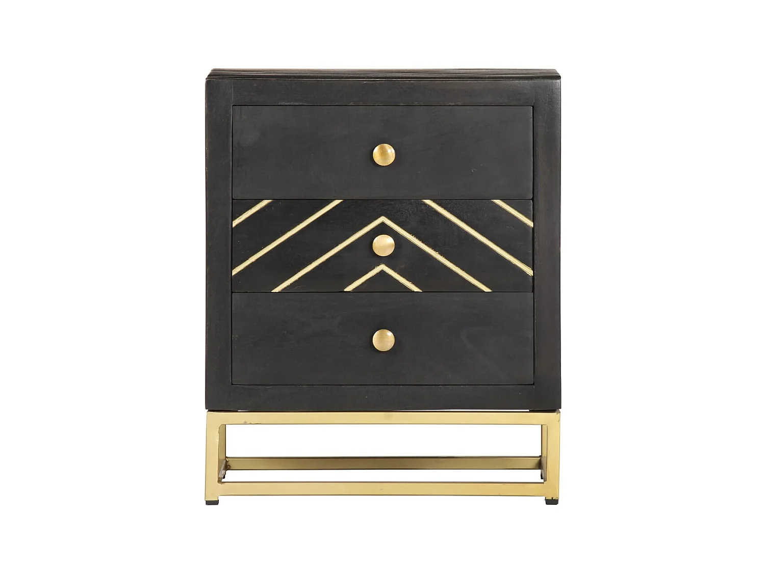 Mesa de cabeceira 40x30x50 cm mangueira maciça preto e dourado PT12002