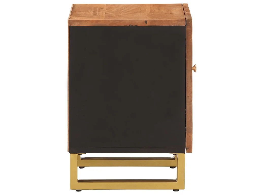 Table de chevet marron et noir bois de manguier solide QPD23648