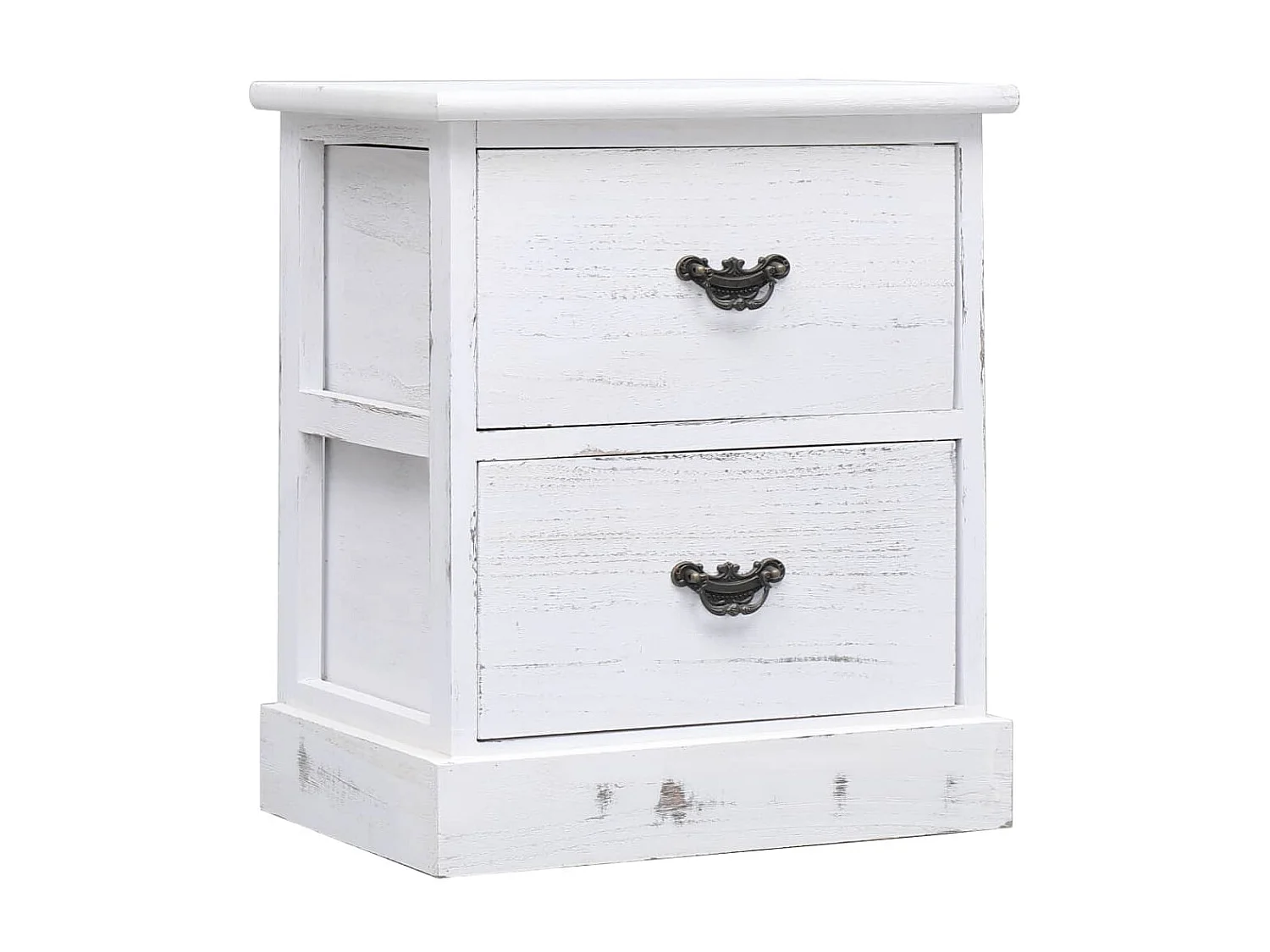 Table de chevet Blanc 38x28x45 cm Bois de Paulownia KEFWE11650