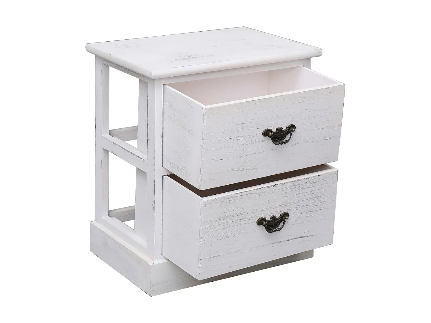 Table de chevet Blanc 38x28x45 cm Bois de Paulownia KEFWE11650