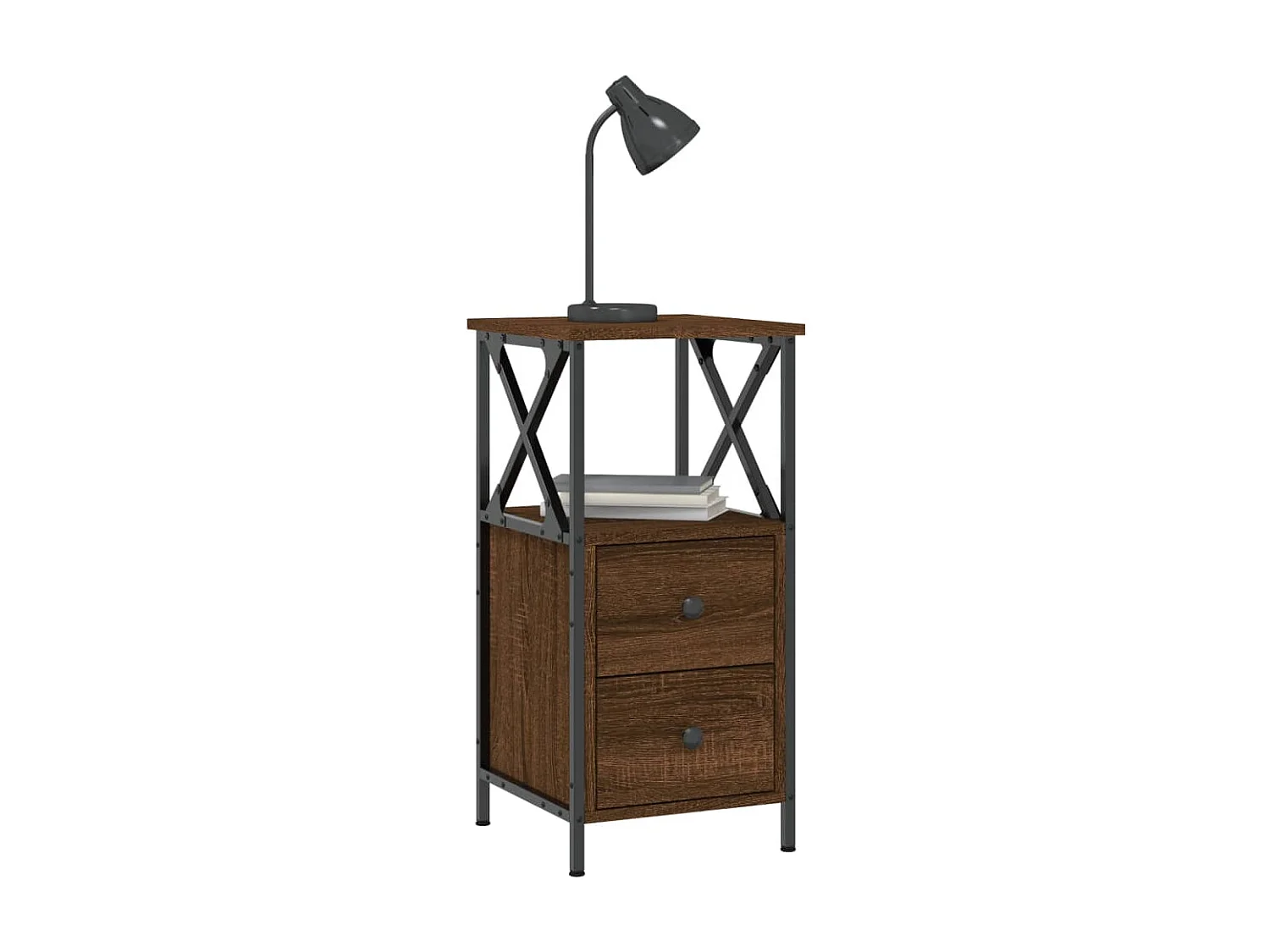 Table de chevet chêne marron 34x35,5x70 cm bois d'ingénierie QPD86439