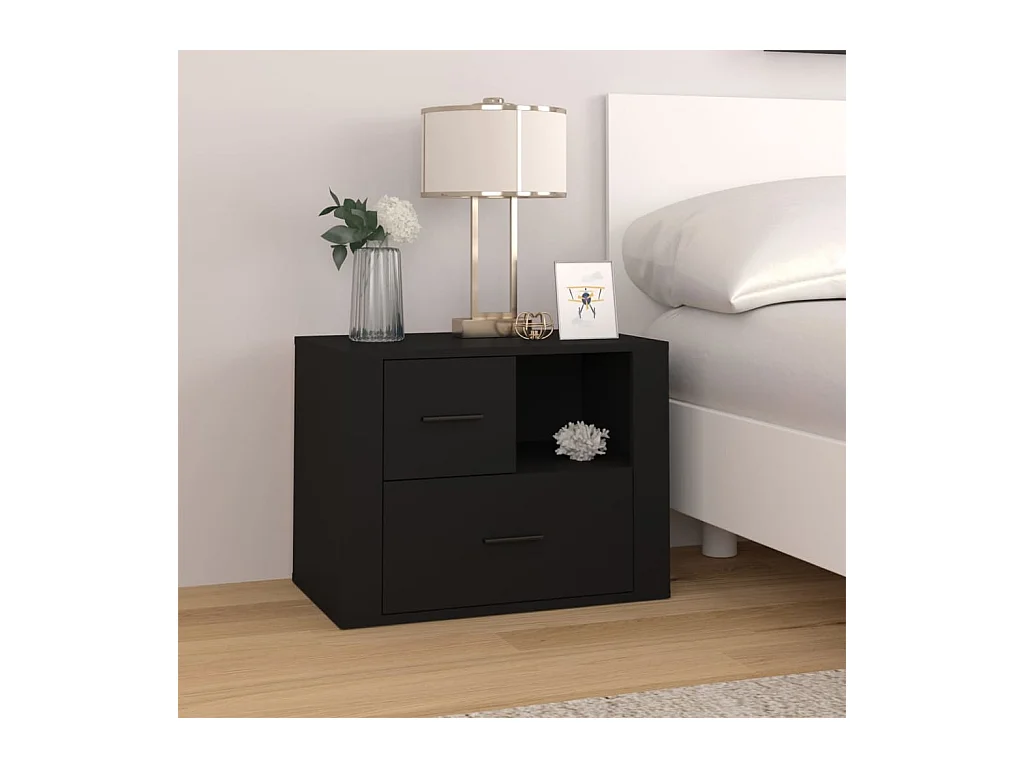 Nachtkastje 60x36x45 cm bewerkt hout zwart NL46516