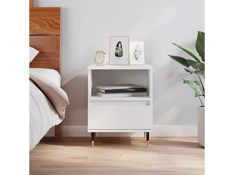 Table de chevet Blanc 40x35x50 cm Bois d'ingénierie QPD86549