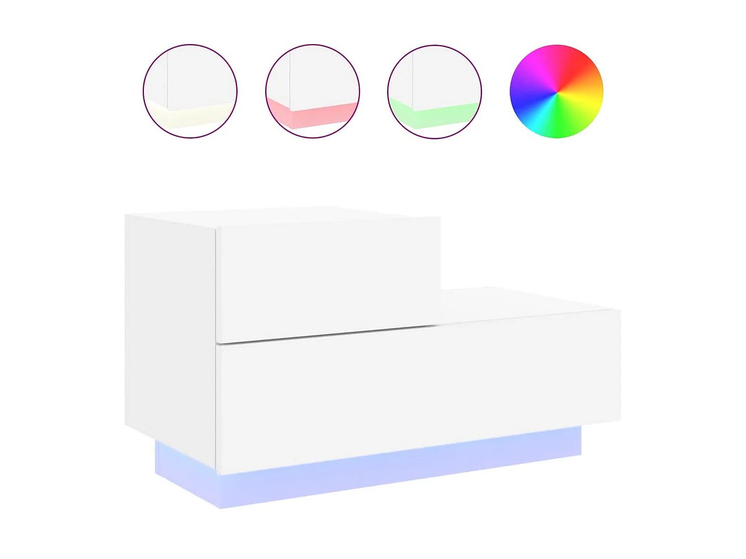 Mesa de cabeceira com luzes LED 70x36x40,5 cm branco PT19948