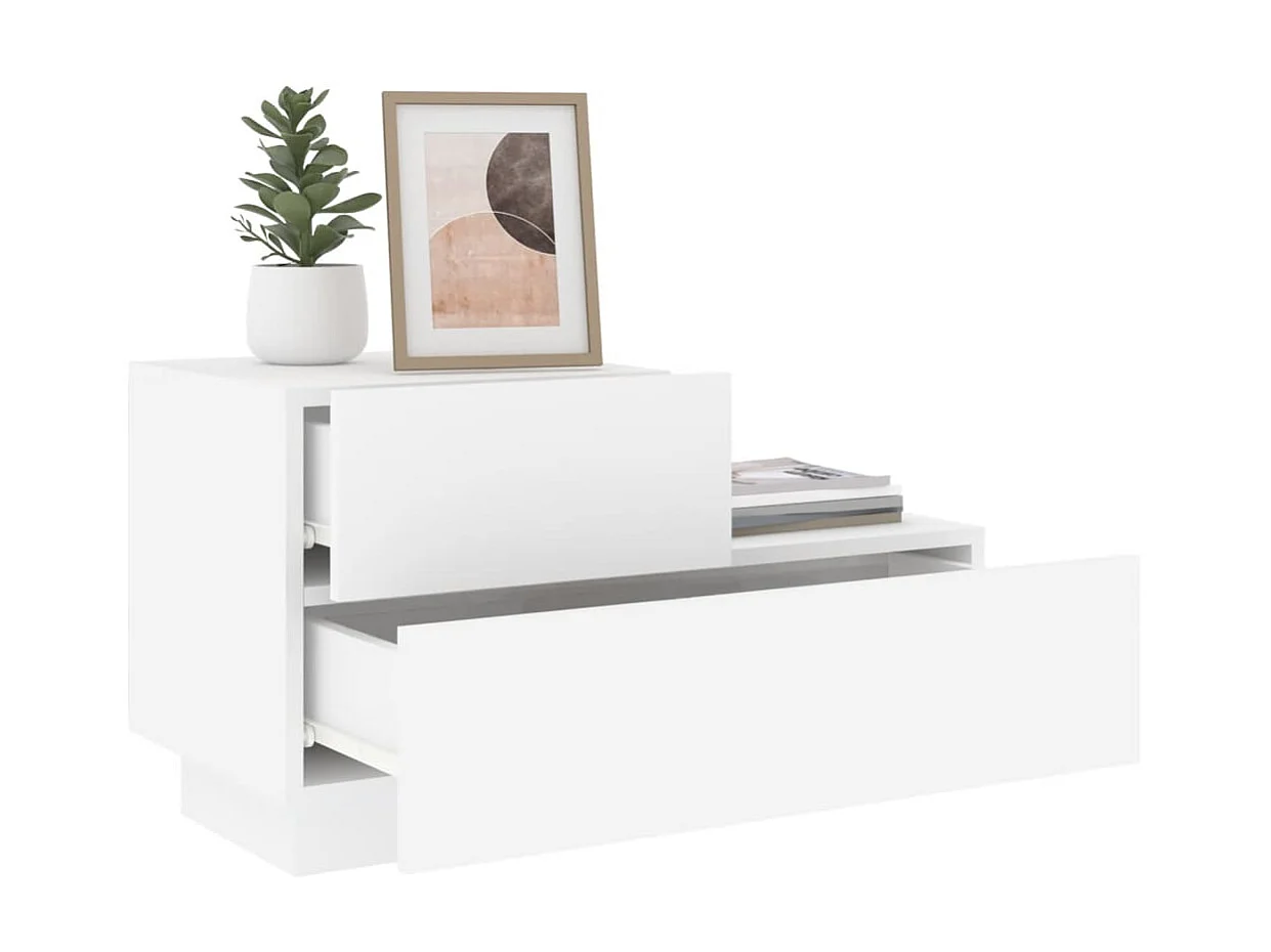 Mesa de cabeceira com luzes LED 70x36x40,5 cm branco PT19948