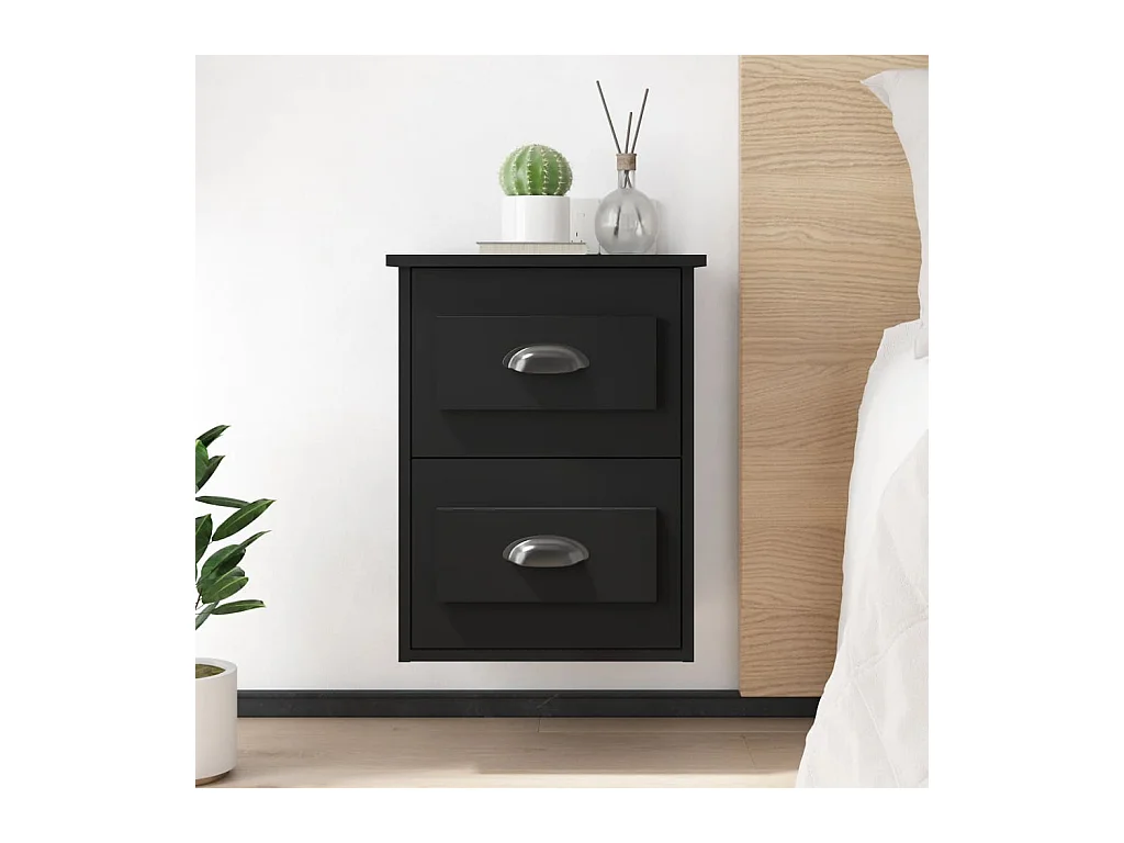 Table de chevet murale noir 41,5x36x53 cm KEFWE24583