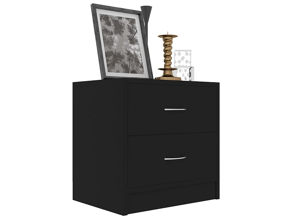 Mesita de noche madera contrachapada negro 40x30x40 cm ES19287