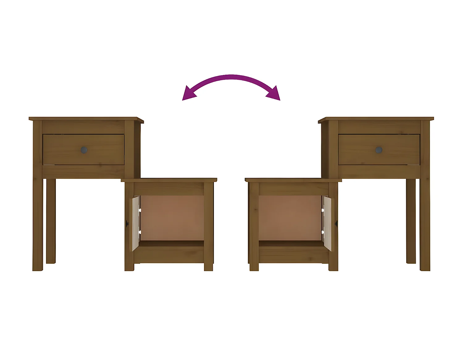 Mesita de noche madera maciza pino marrón miel 79,5x38x65,5 cm ES32693