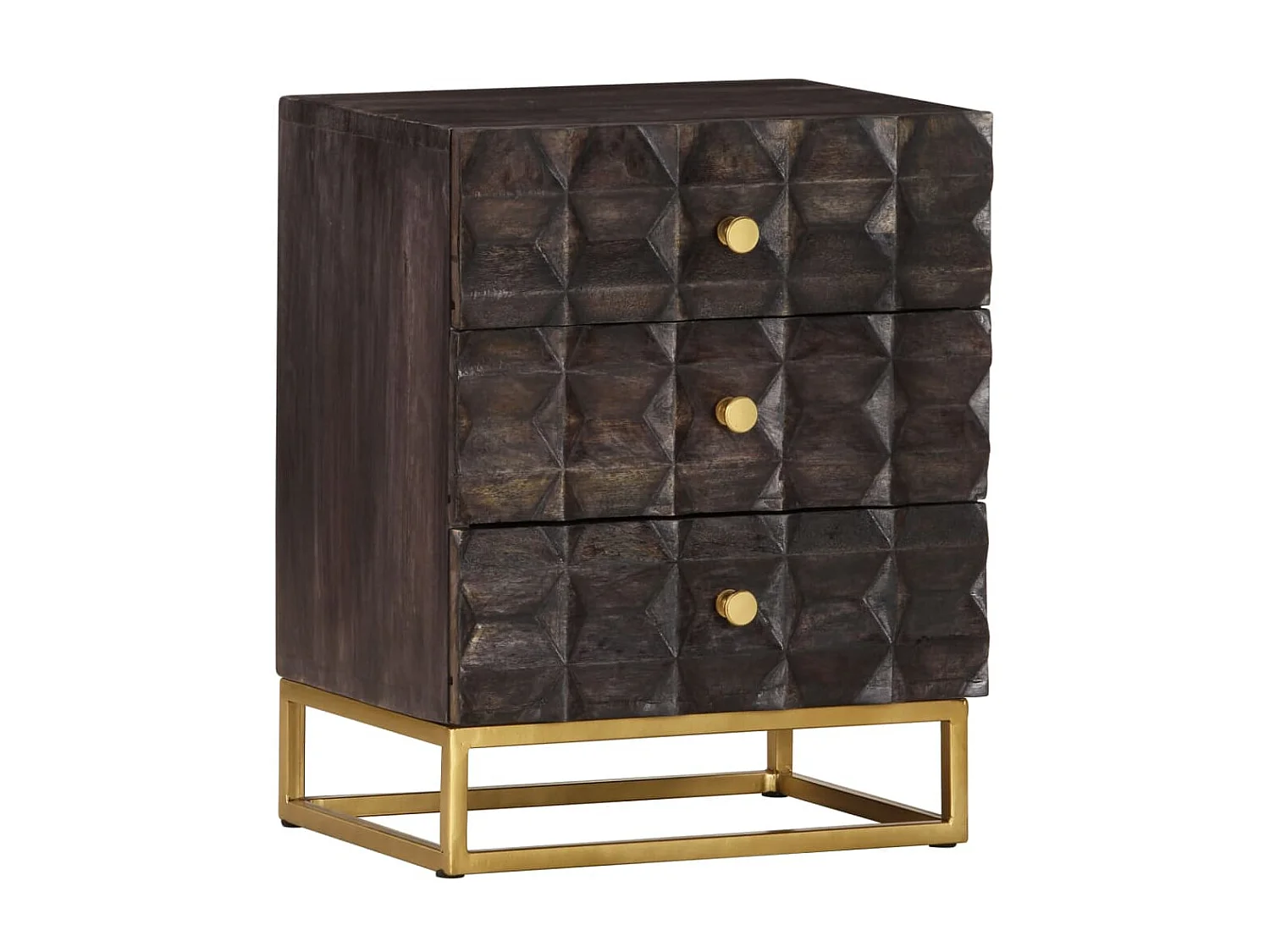 Mesa de cabeceira 40x30x50 cm madeira de mangueira maciça preto PT47513