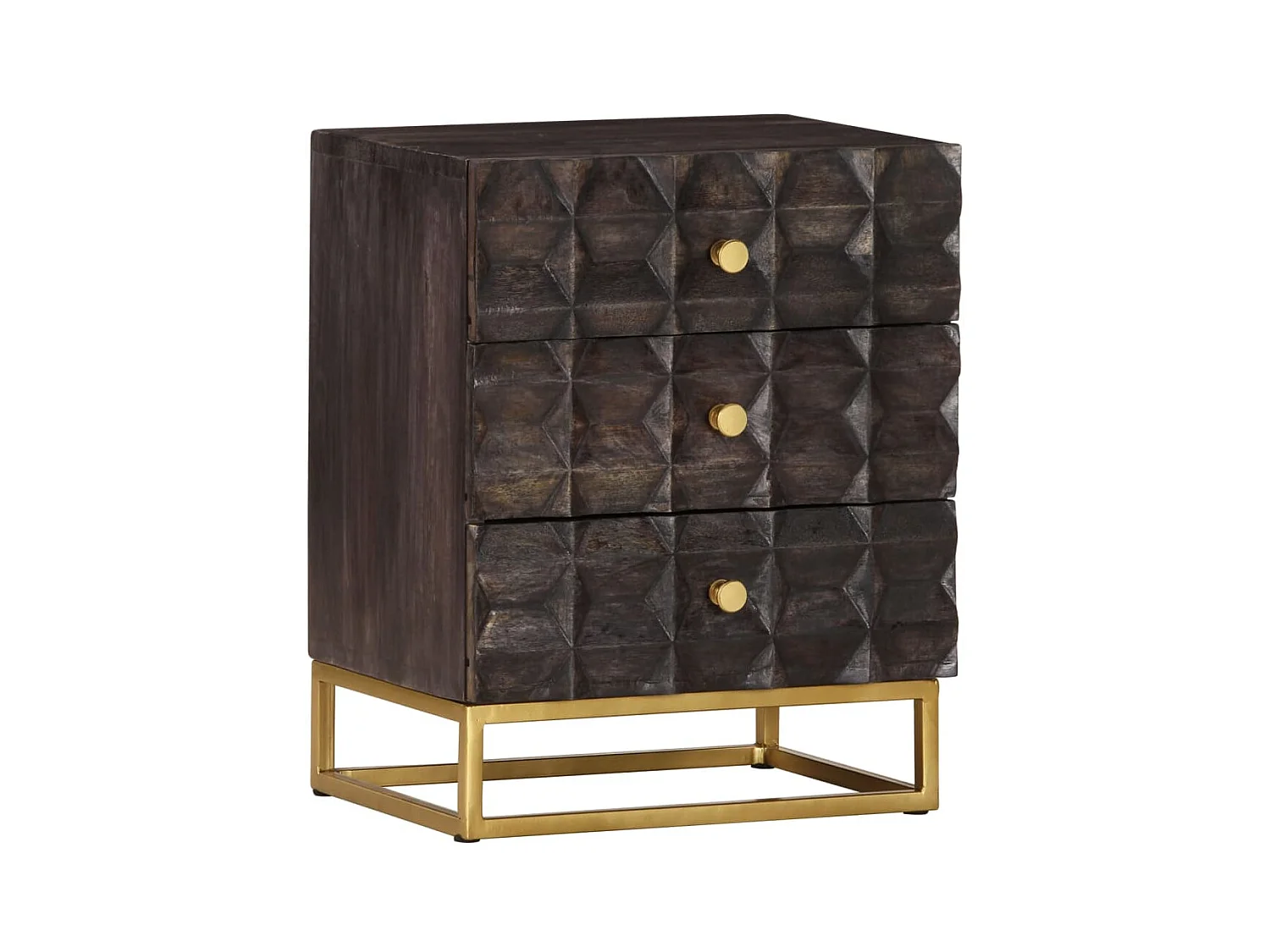 Table de chevet Noir 40x30x50 cm Bois de manguier massif OCN91903