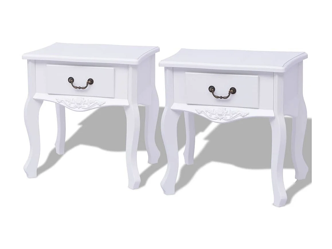 Mesas de cabeceira, 2 pcs, MDF, branco PT82576