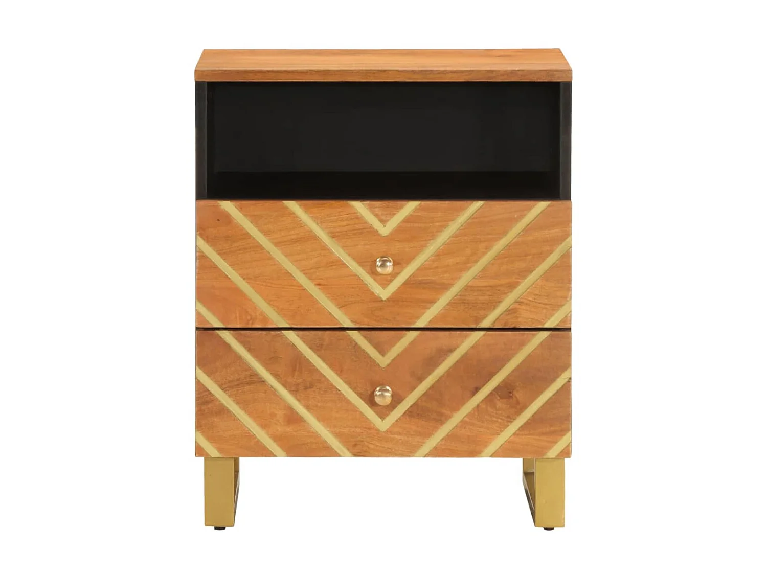 Mesa de cabeceira 50x33x60 cm mangueira maciça castanho e preto PT88821