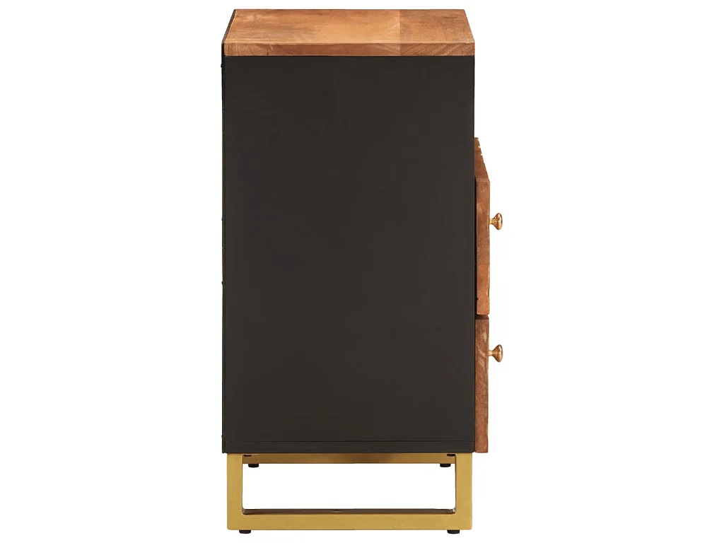 Table de chevet marron et noir 50x33x60 cm bois manguier solide QPD23687