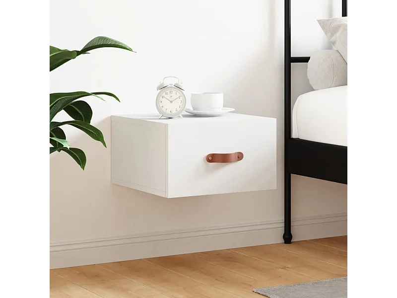 Table de chevet murale blanc 35x35x20 cm QPD56413