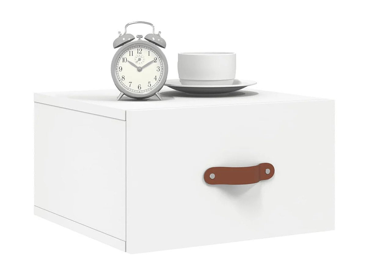 Table de chevet murale blanc 35x35x20 cm QPD56413